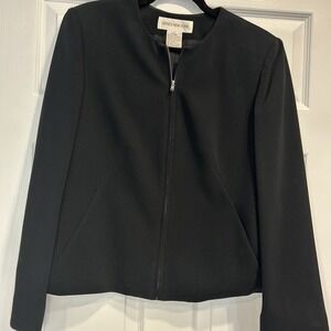Jones New York Black Dress Jacket Zip Up Women's Size 12 Pre-owned Made in USA